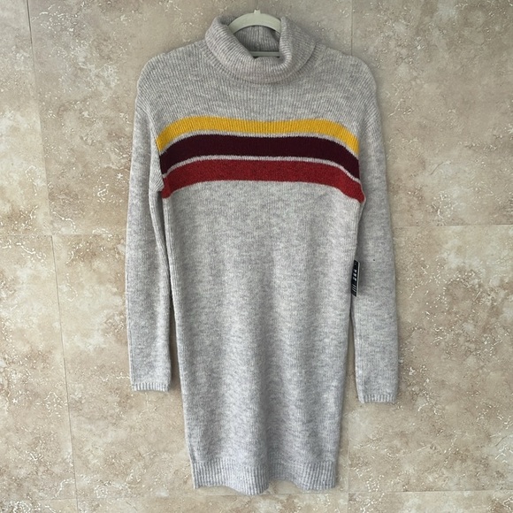 Express Women’s Knit Sweater Mini Dress Striped Turtleneck Soft Long Size XS - Picture 9 of 12